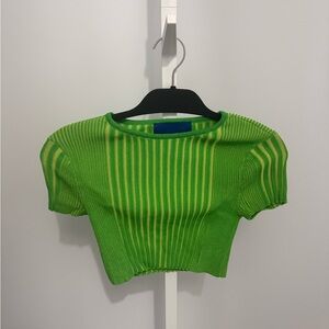 Simon Miller Green and Yellow Striped Crop Top
